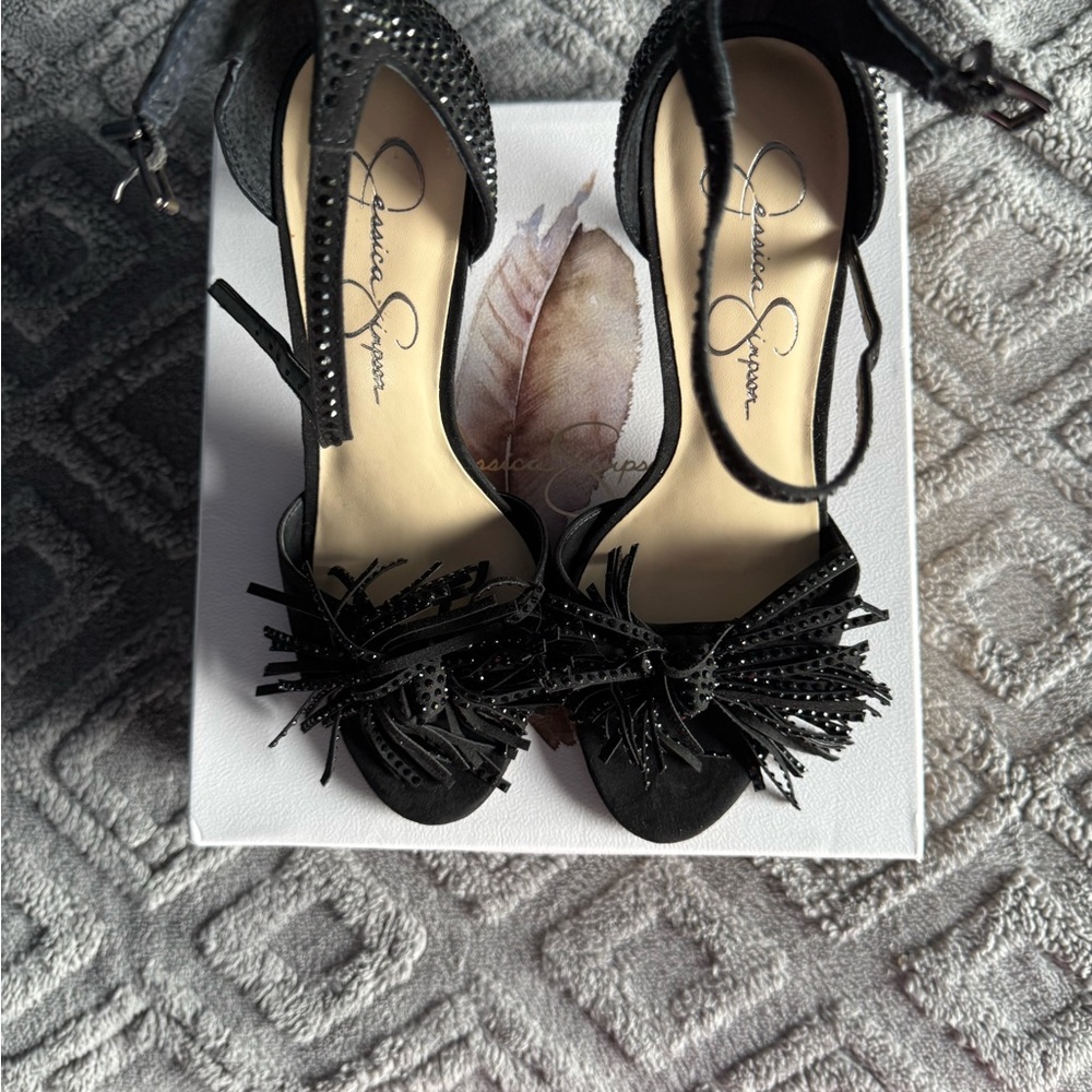 Jessica Simpson Black Fringe Heels